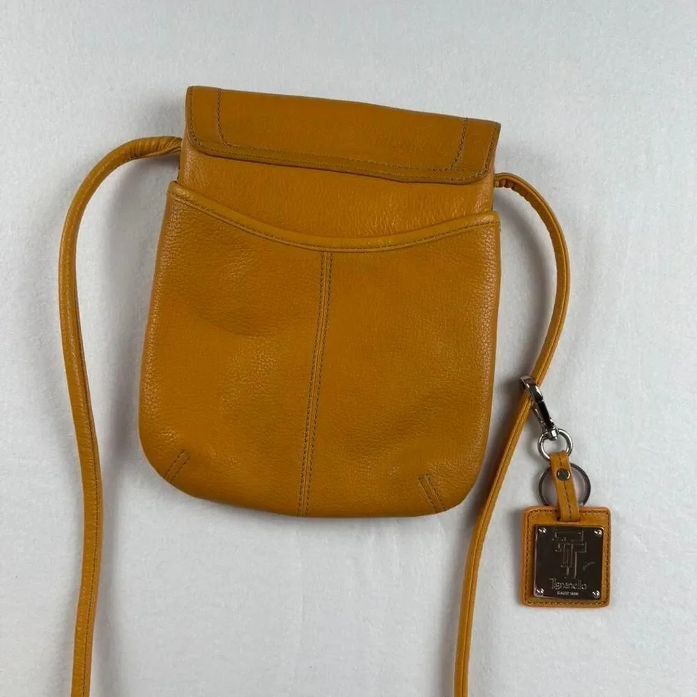 Tignanello Yellow Leather Crossbody Bag Adjustable Strap